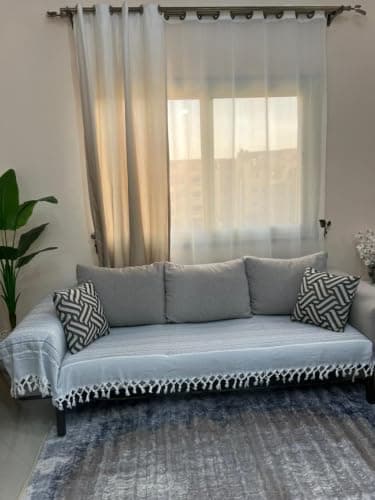 Generic Handmade Textured Cotton Blanket with Tassels Grey 240x260cm, .Ims
