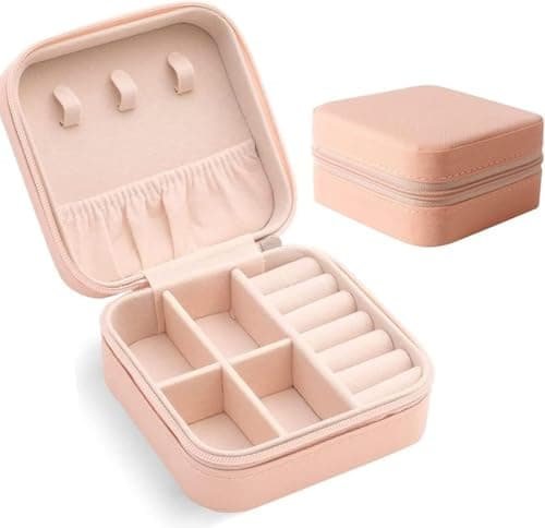 Portable Square Leather Jewelry Travel Case for Rings Earrings Necklaces