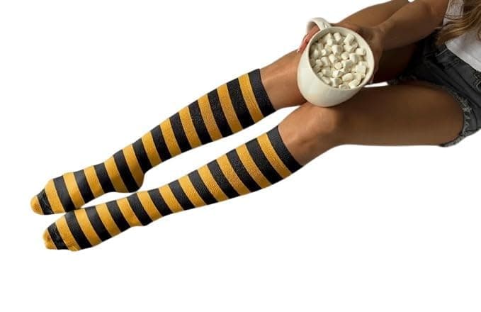 Havana Socks colone black with white lines HAVANA-COLOGNE-SOCKS-P | Knee-High Length, Cotton Blend, Breathable, Comfortable