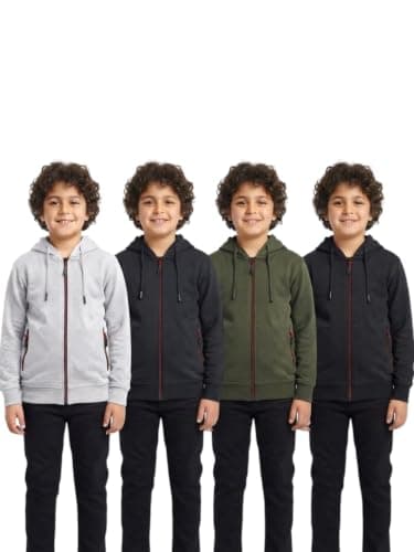 Red Circle Unisex Kids Bundle of 4 Zipper sweatshirt with zipper pocket with hood Bundle of 4 Zipper sweatshirt with zipper pocket with hood Outerwear