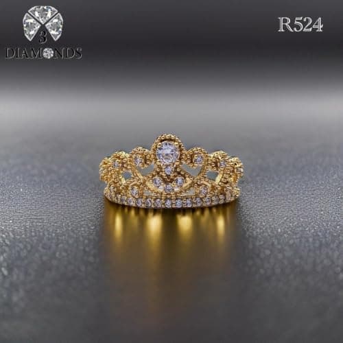 3 Diamonds 292474661779060 Crown Shape Band Ring for Women - Gold Plated-17