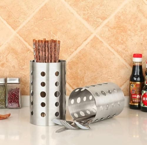 Generic Stainless Steel Cutlery Holder, Rust-Resistant Drainer, 18/10 Heavy-Duty Steel, 17 cm, .ar Item container