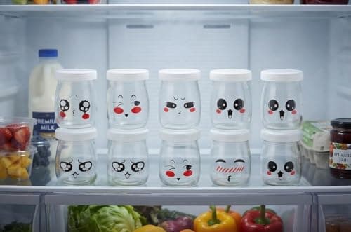 10-Piece Glass Yogurt Jars Set with Airtight Silicone Lids 100ml Capacity for Homemade Dessert Storage Pudding Cups and Small Food Containers Clear