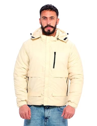 Ravin Mens Solid Hoodie Jacket with Side Pockets - Light Beige Men Jacket Coat