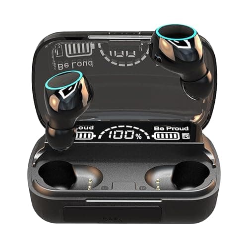 Wireless Bluetooth Earbuds, M10 Compatible With TWS Version 5.1, with Digital LED, Hi-Fi Stereo Sound with Built-in Microphone, Black Color Headphones