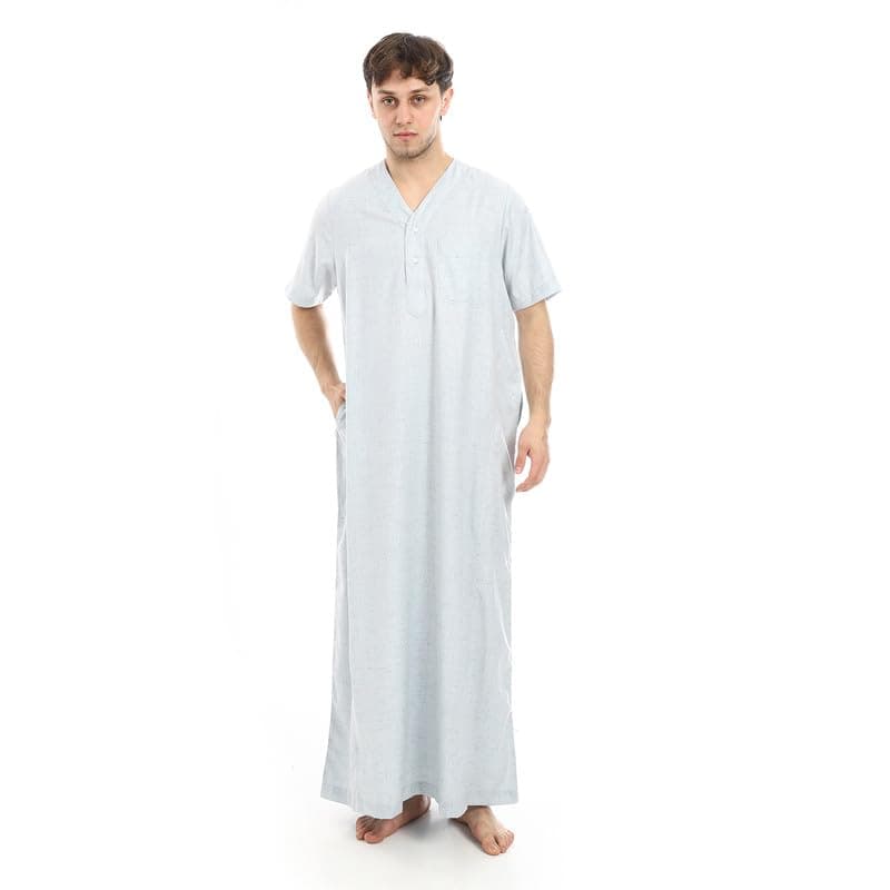 Men's Galabeya Short Sleeves - Linen Nightgown nightshirt