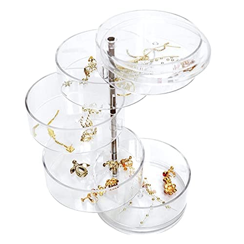 Jewelry Organizer, 5-Tier, Rotating, Small Jewelry Box, Earring Holder for Women, Jewelry Storage Box, Jewelry Accessory, Bracelets (Transparent, 5 Layers)