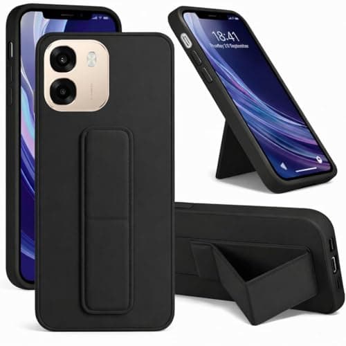 Back Cover Stand Case FOR OPPO A6X Magnetic Car Holder Soft Silicone Horizontal & Vertical Kickstand Cover Wrist Strap Full protection Anti Fingerprint Case (Black)