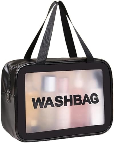 Circle M Matte Translucent Travel Toiletry Bag: Waterproof PVC Makeup Organizer 32x21.5x11.5cm – Black Cosmetic case