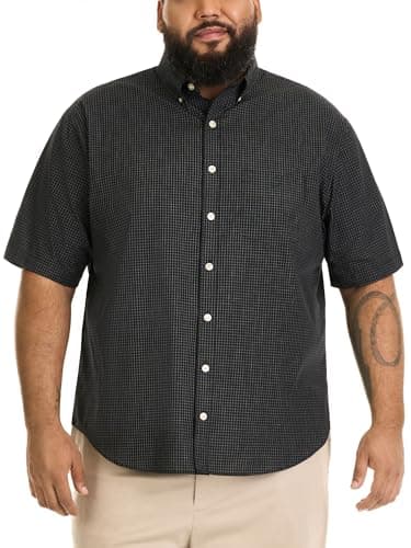 Van Heusen Men's Big and Tall Wrinkle Free Short Sleeve Button Down Shirt, Black, XXL Tall