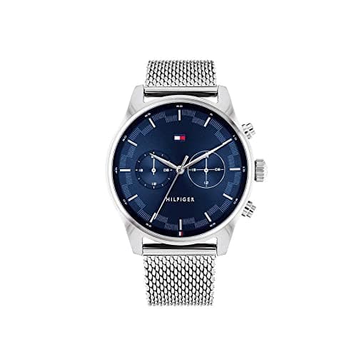 Tommy Hilfiger Men's Quartz Watch with Stainless Steel Strap, Silver, 22 (Model: 1710420)