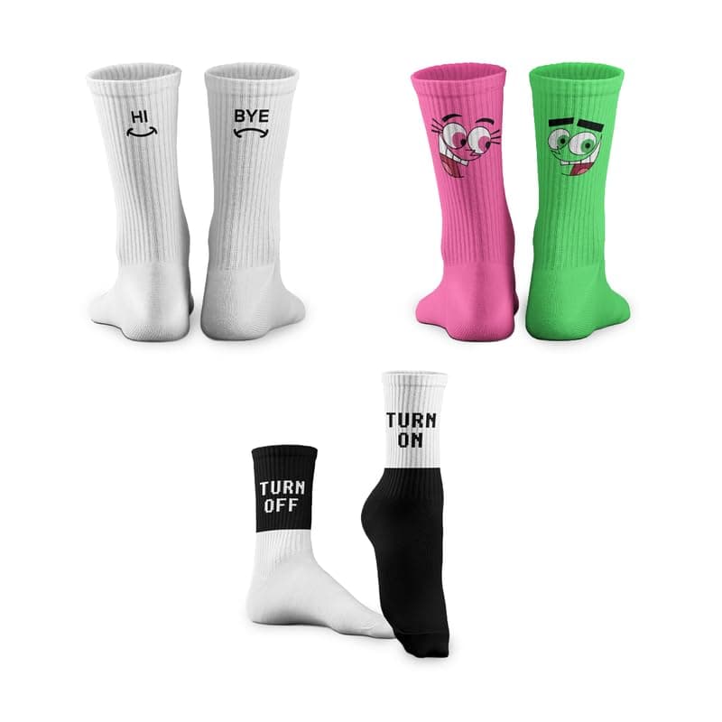 SOUL Unisex Hi, Bye, Turn Me On Socks-3 Pairs, 80% Egyptian Cotton, 20% Mixed Fabrics, Size 37-44, Mixed Color