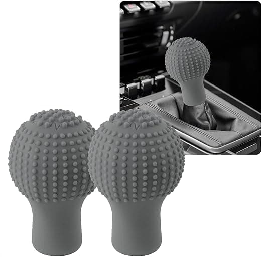 Car Gear Shift Knob Cover Anti-Slip Silicone with Massage Design, Universal Interior Accessories for Car Truck with Manual Gear Knob (Grey) - sa car