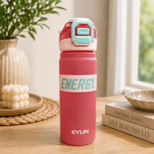 Generic Water bottle,Made of pure, hygienic acrylic,Push-button opening and locking mechanism,Includes a straw,Ideal for sports clubs, schools, work, and the gym,Capacity: 1000 ml,multicolor, .db