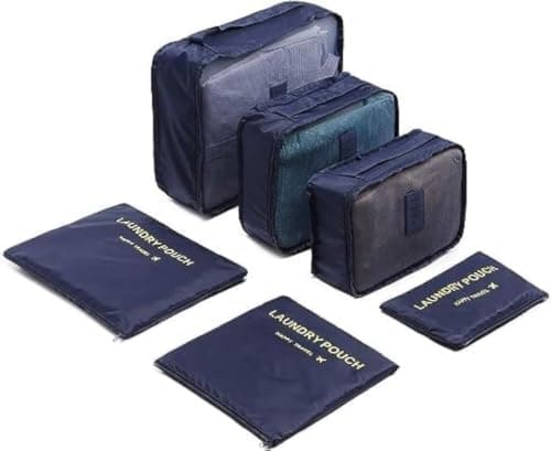 6-Piece Travel Organizer Set Multi-Size Packing Cubes for Suitcases Gray Storage bag