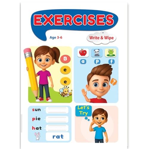 Exercises – تدريبات اللغة الإنجليزية للأطفال | كتب أطفال تعليمية | كتب تأسيس لتعليم اللغة الإنجليزية للأطفال | حجم كبير 33×24 مناسب لعمر 3 إلى 6 سنوات