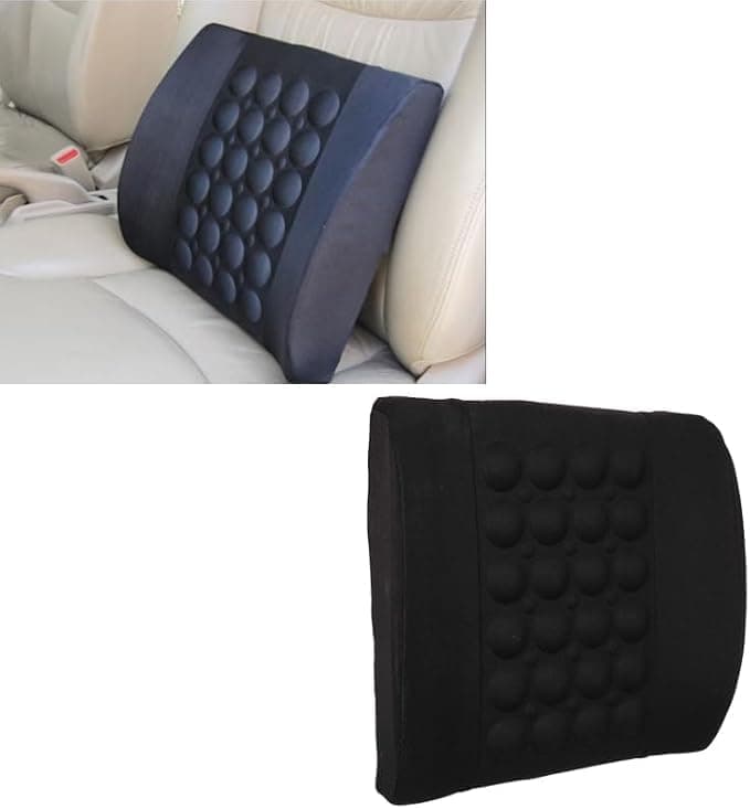 AGA Lumbar Pillow Back Cushion Lumbar Support Waist Support Cushion Mesh Car Seat Cushion with Massage Beads for Office Chair Wheelchair Black (1PCS) Body positioner