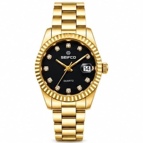 SEIFCO SF-VA-011 Women Analog Watch Quartz Movement Date Window Stainless Steel Bracelet 3M Water Resistant