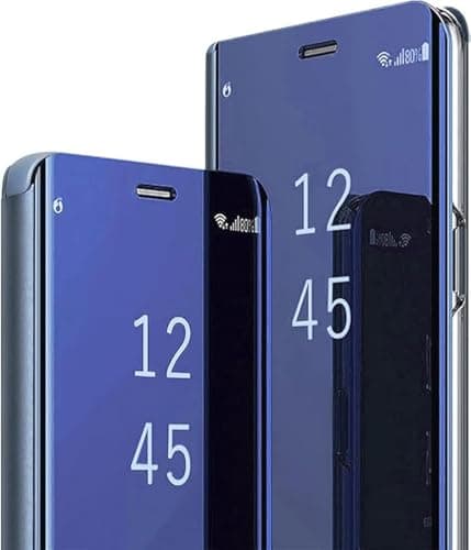 Galaxy A14 5G Leather Case Compatible with Samsung Galaxy A14 5G, Slim Phone Case Clear View Makeup Mirror Flip Cover, withShockproof Protective Cover for Samsung A14 5G 6.6-inch (2023) ELMO3EZZ