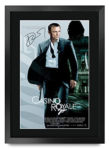 HWC Trading A3 FR James Bond - Casino Royale Movie Poster Daniel Craig Signed Gift FRAMED A3 Printed Autograph Film Gifts Print Photo Picture Display