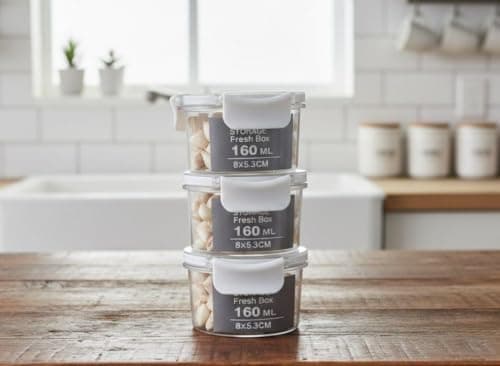 3Pcs Round Acrylic Airtight Food Storage Containers Kitchen Organizer Set