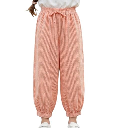 Billion Girls Casual Cinch-Bottom Jogger Pants With Elastic Waist And Drawstring, Summer Trousers, SG26-311