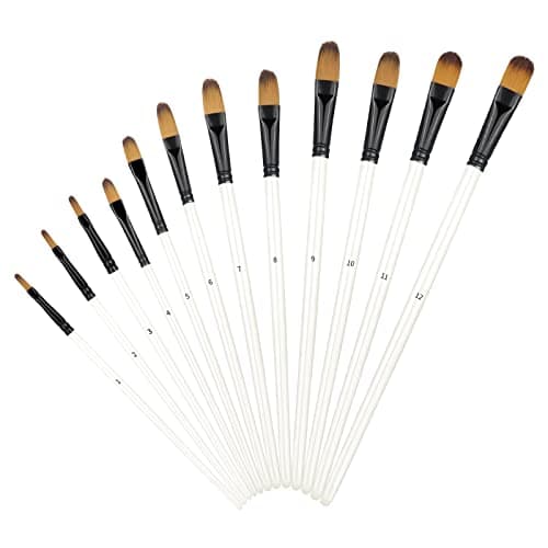 JYTZ 12Pcs Paintbrushes White Wooden Handle Paint Brush Set Include 1 Palette for Acrylic, Watercolor, Oil, Face, Scale Model Painting, Line Drawing