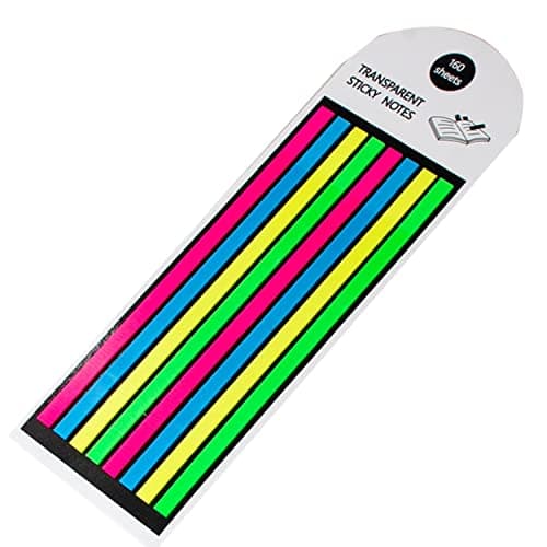 R H lifestyle Transparent Long Page Neon Highlighter Strips Sticky Index Tabs Multicolor 160 Sheets (Pack of 1) OS4740 Self stick note
