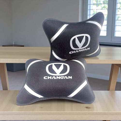 Lokyboy Car Seat Headrest Set of 2 - Fiber Padded Cushion - Comfortable and Unique Design - High Quality Materials - Reflective Logo - Black - (Chengan)
