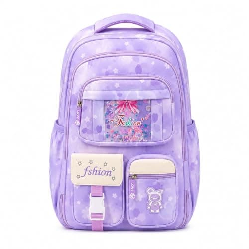 Girls School Backpack with 180-Degree Opening, Floral Design | Multiple Compartments, Comfortable Daily Use, Mesh Organiser Pockets, Lightweight Design, Kids & Girls