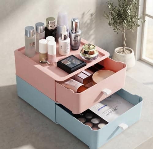 Plastic Makeup and Stationery Organizer Multi-Use Desk Storage 18x20cm
