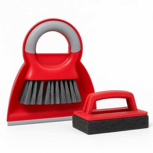 Dustpan and Brush Set, Compact Handheld Broom with Plastic Bristles for Kitchen, Floors, Walls, Bathroom and Quick Home Cleaning, Easy-Storage Design