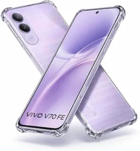 Clear Shockproof Phone Case for Vivo V70 FE, Transparent Soft TPU Bumper Cover with Reinforced Air Cushion Corners, Anti-Scratch, Slim Protective Case Cellular phone case
