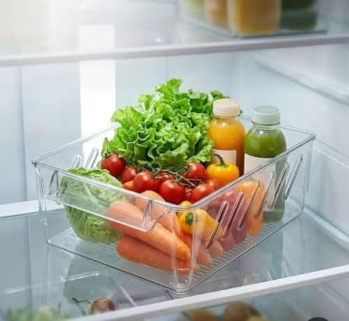 Generic Clear Organiser Drawer Bin, Multi-Purpose Storage for Vegetables and Fruits, 20x15x5 cm, .hd Caddy