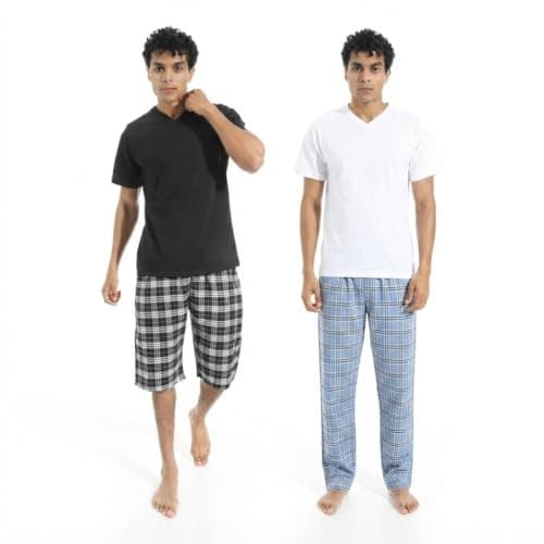 KADY Mens Bundle Of 2 Pajama With Short And Pant Bundle Of 2 Pajama With Short And Pant Sleepwear