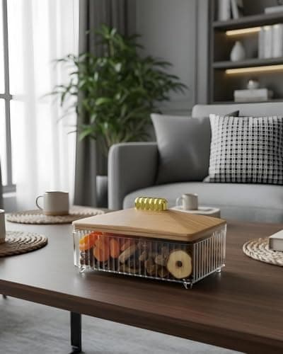 Sella Acrylic Clear Box with Wooden Lid and Gold Handle Luxury Serving Dates Nuts Dessert Multi Use for Elegant and Modern Kitchen 2026