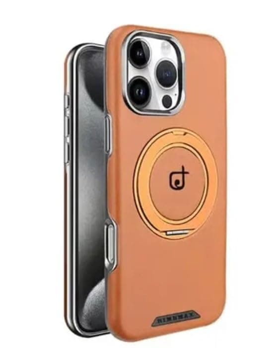 Protective Case Matte Back And Magnetic Ring (Compatbile with iphone 16 Pro Max) Built in 360 Degree Rotating Kickstand Foldable Circular Stand Slim Design Shockroof And Fingerprint Resistant (Orange) Cellular phone case