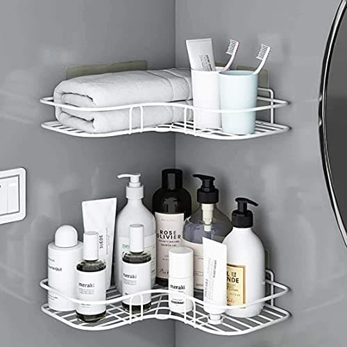 Dinfu 2 Pack Triangle Shower Corner Shelf, Adjustable Stainless Steel Shower Caddy, 2 Shelves, Contemporary Style