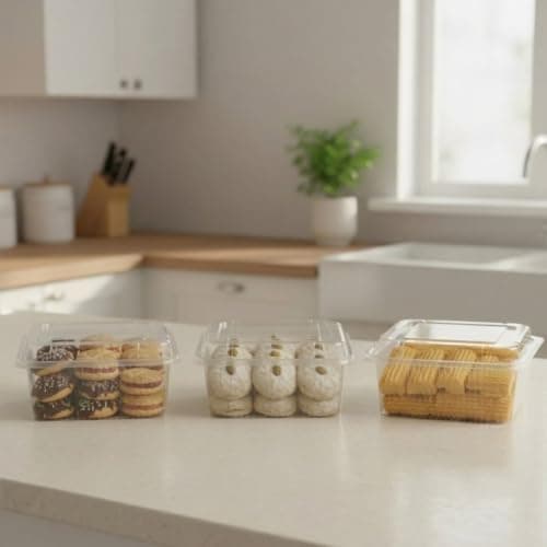 KRNO Plastic Square Clear Food Storage Containers, 2000ml, Set of 10 with Airtight Lids
