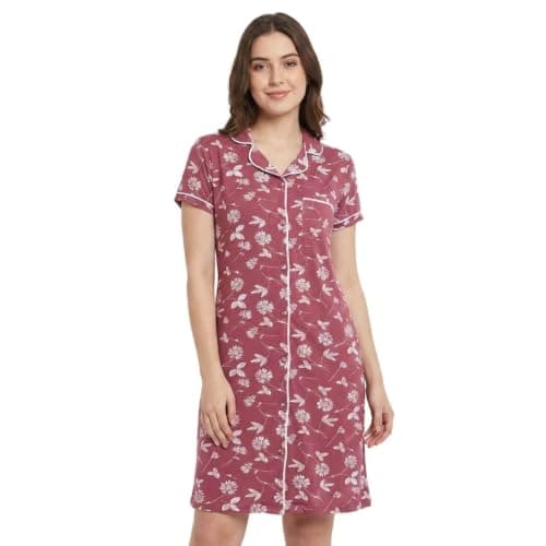 CAESAR Womens Women's nightshirt with buttons down the front Women's nightshirt with buttons down the front