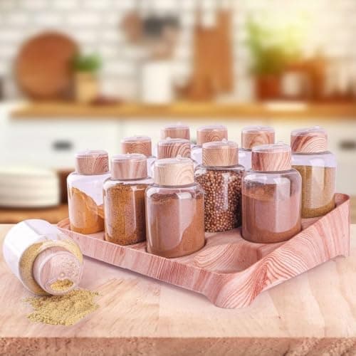 12-Piece Jumbo Spice Jar Set with Organizing Rack Base 240ml Storage Food storage container