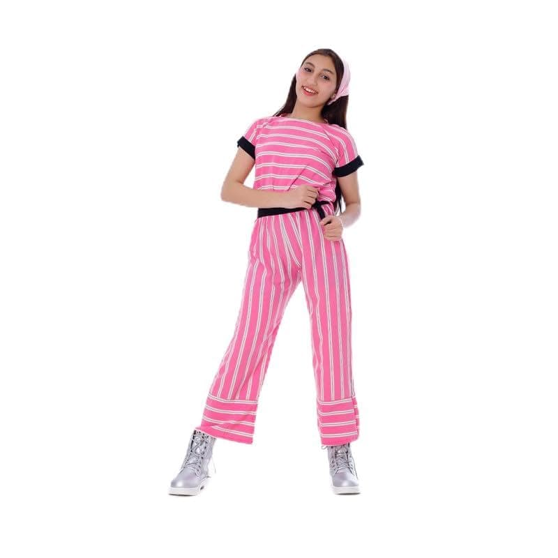 BEBO Girls Jumpsuit Pants Half Sleeve Belt 10 Years - Fuchsia One piece outfit