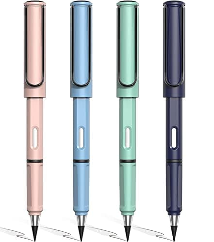 KOMRID Everlasting Infinite Pencil, Infinity Pencil with Eraser, Inkless Magic, Portable Reusable Erasable Writing (2 PCS)