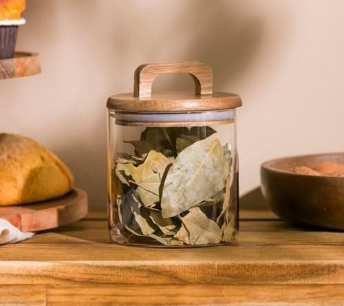 Generic Glass Storage Jar with Bamboo Lid, Ultra-Clear Glass Container for Legumes, 700ml Capacity .Ar