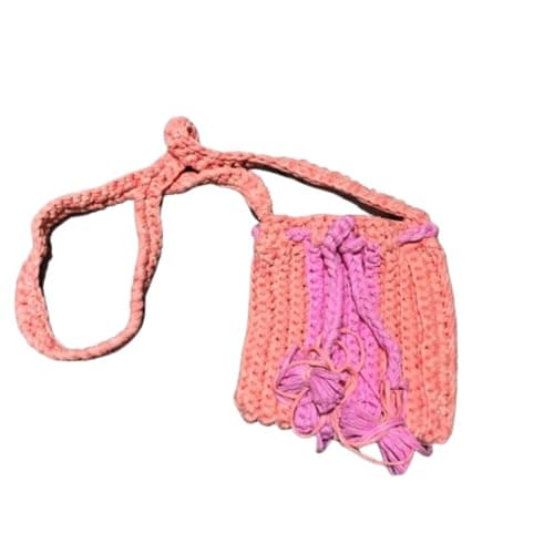 Girls Crossbody Shoulder Bag, Fancy Thread Bag with Attractive Colors | Daily Use,Fashion Design,Pink And Purple,Adjustable Shoulder Strap,Bohemian Style Handbag