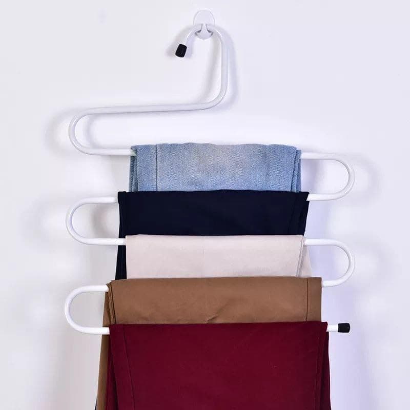 طقم شماعة بنطلونات معدن مكون من قطعتين مصممة لتعليق 5 بنطلونات تصميم متين وعالي الجودة Clothes hanger