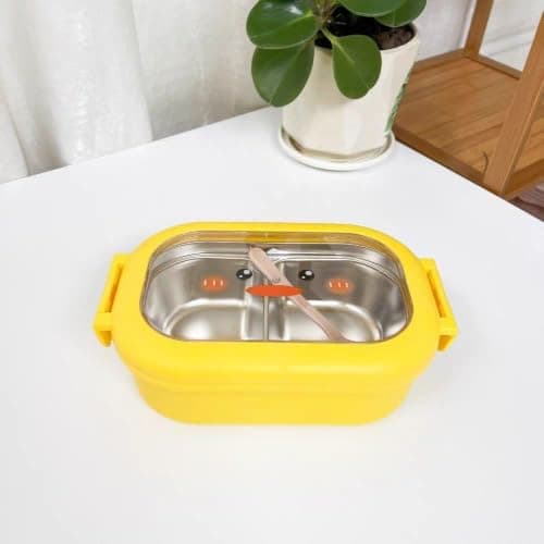 Divided Lunch Box Portable Food Container Blue Compartments
