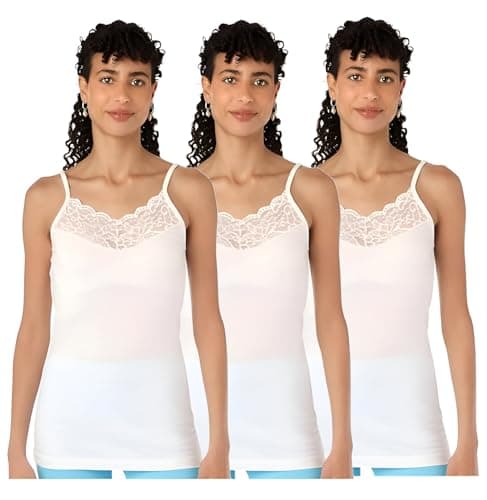 Dahab Womens Set Of 3 Pieces Plain Spaghetti Straps Undershirt Base Layer Top Undergarment slip