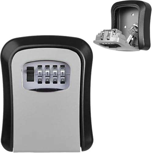 Secure Digital Key Safe Lock Box Wall Mount for Indoor Outdoor Use Strong Metal Construction with Resettable 4 Digit Code for Home Office and Rentals
