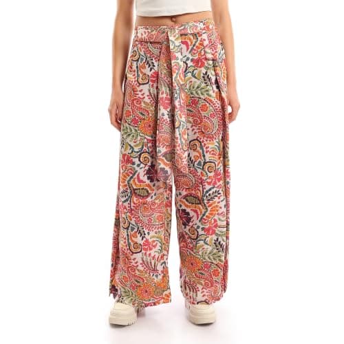 Andora Womens Bi-Tone Paisley & Floral Wide-Leg Pants (pack of 1)